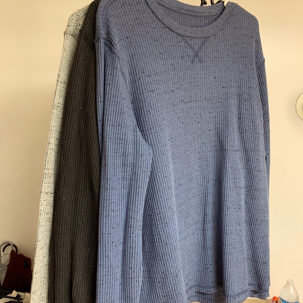 3 Long Sleeve George Crew Necks (Grey Black Blue)